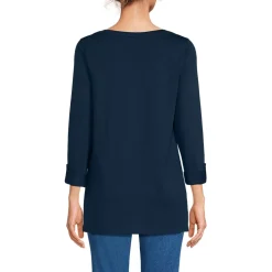 Women's Supima Cotton Adjustable 3/4 Sleeve Boatneck Tunic