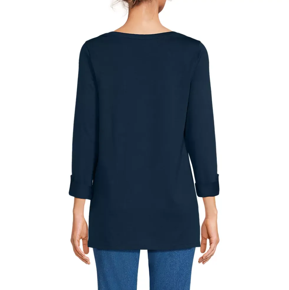 Women's Supima Cotton Adjustable 3/4 Sleeve Boatneck Tunic