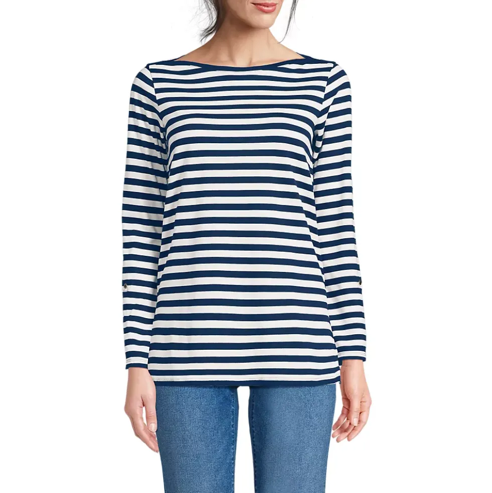 Women's Supima Cotton Adjustable 3/4 Sleeve Boatneck Tunic