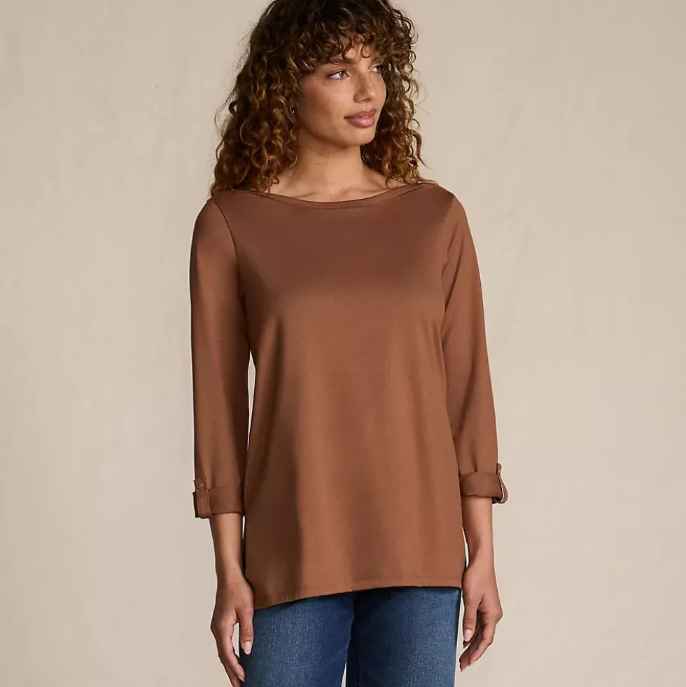 Women's Supima Cotton Adjustable 3/4 Sleeve Boatneck Tunic