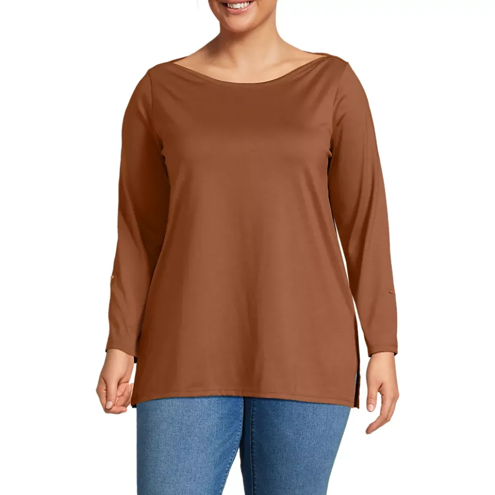 Women's Supima Cotton Adjustable 3/4 Sleeve Boatneck Tunic