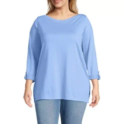 Women's Supima Cotton Adjustable 3/4 Sleeve Boatneck Tunic