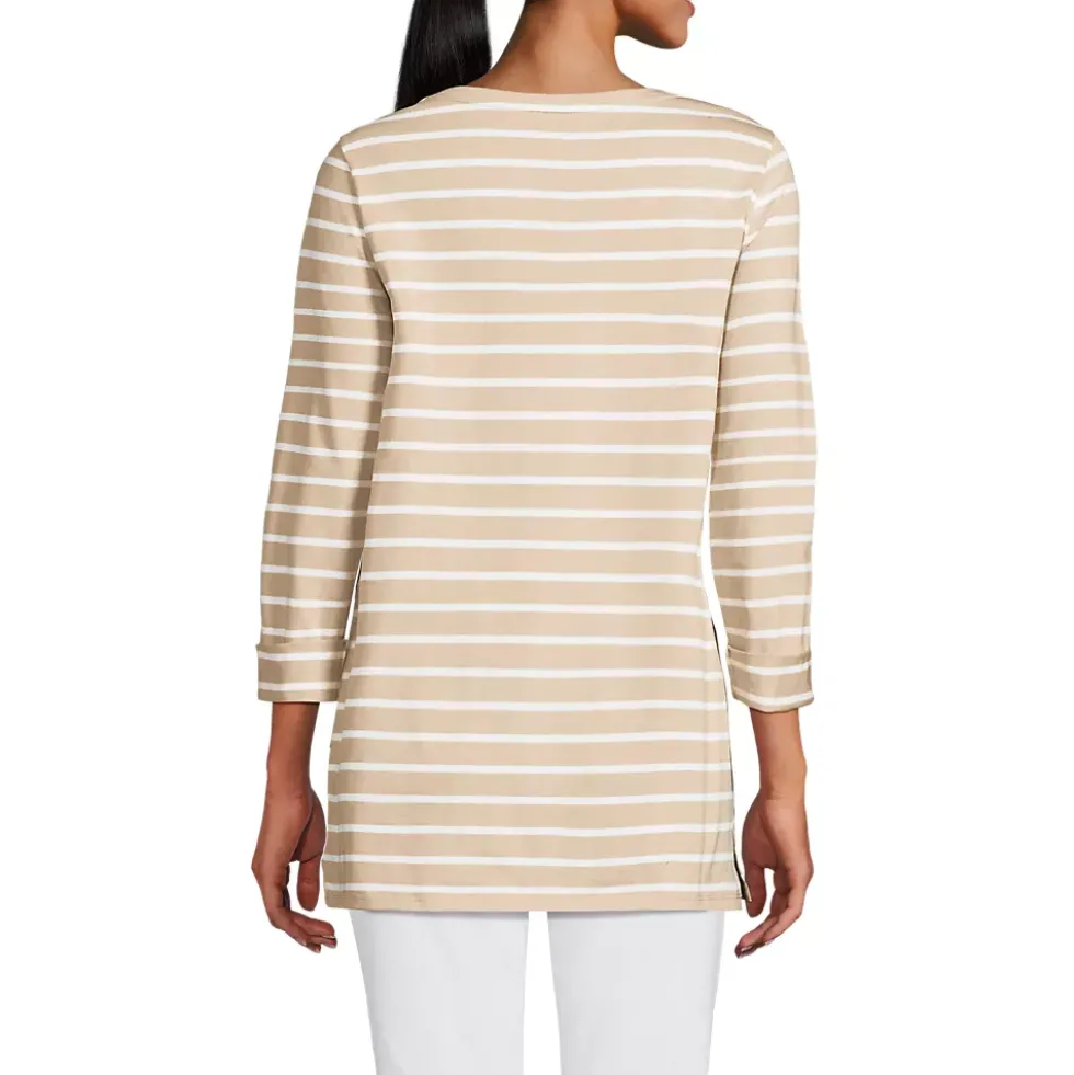 Women's Supima Cotton Adjustable 3/4 Sleeve Boatneck Tunic