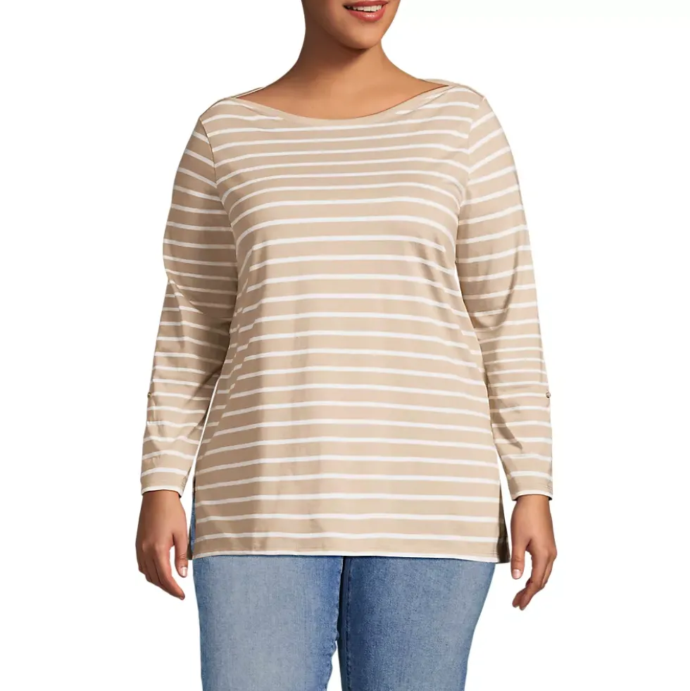 Women's Supima Cotton Adjustable 3/4 Sleeve Boatneck Tunic