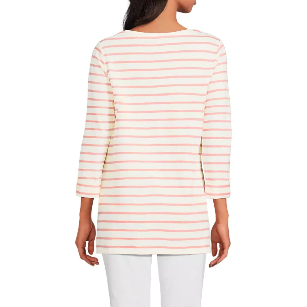 Women's Supima Cotton Adjustable 3/4 Sleeve Boatneck Tunic