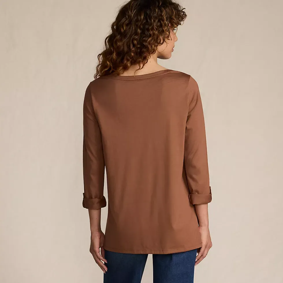 Women's Supima Cotton Adjustable 3/4 Sleeve Boatneck Tunic