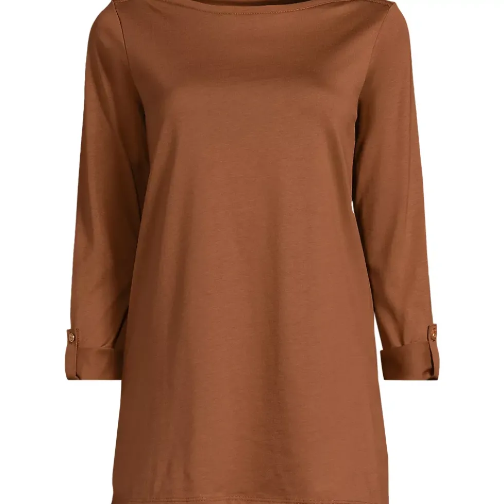 Women's Supima Cotton Adjustable 3/4 Sleeve Boatneck Tunic
