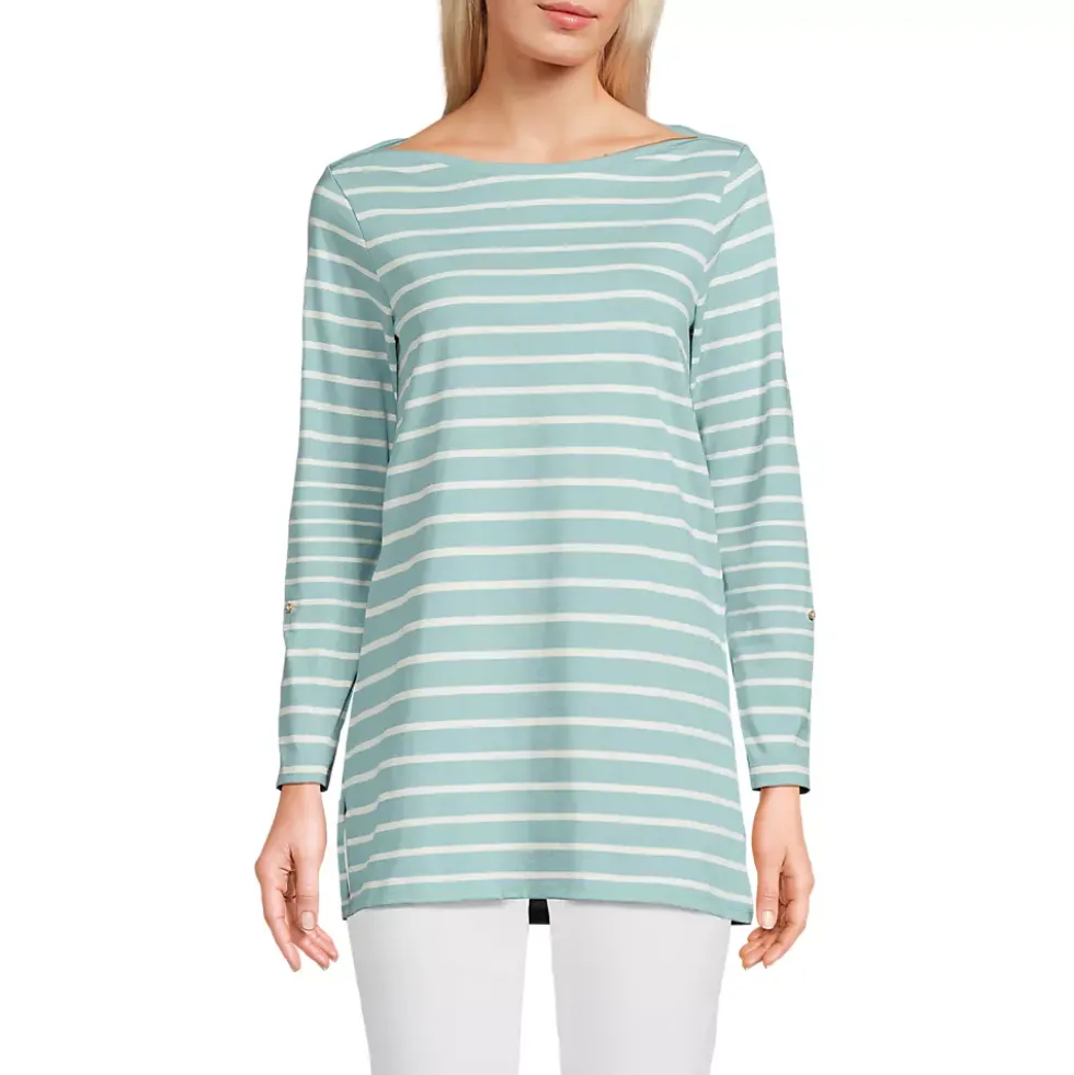 Women's Supima Cotton Adjustable 3/4 Sleeve Boatneck Tunic