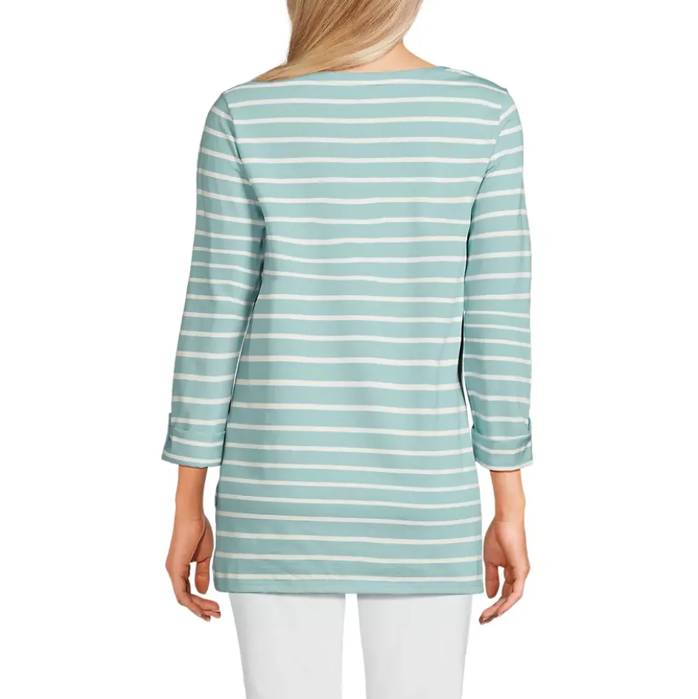 Women's Supima Cotton Adjustable 3/4 Sleeve Boatneck Tunic