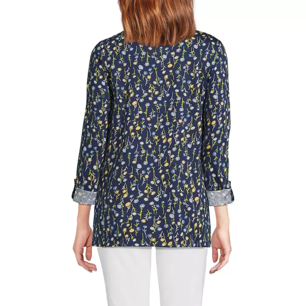 Women's Supima Cotton Adjustable 3/4 Sleeve Boatneck Tunic