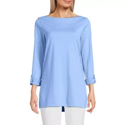 Women's Supima Cotton Adjustable 3/4 Sleeve Boatneck Tunic
