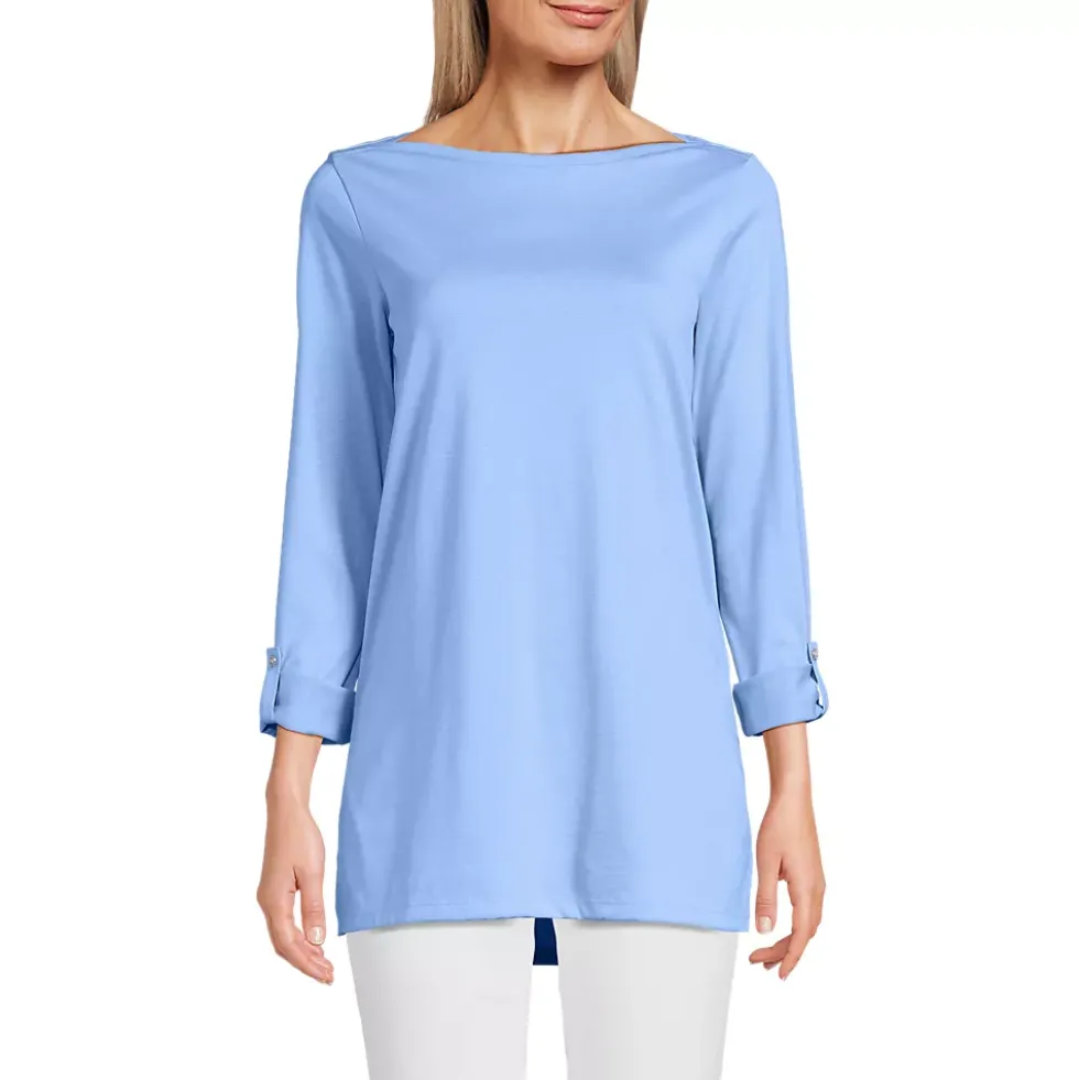 Women's Supima Cotton Adjustable 3/4 Sleeve Boatneck Tunic