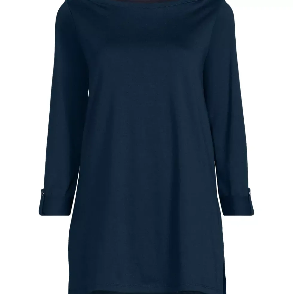 Women's Supima Cotton Adjustable 3/4 Sleeve Boatneck Tunic