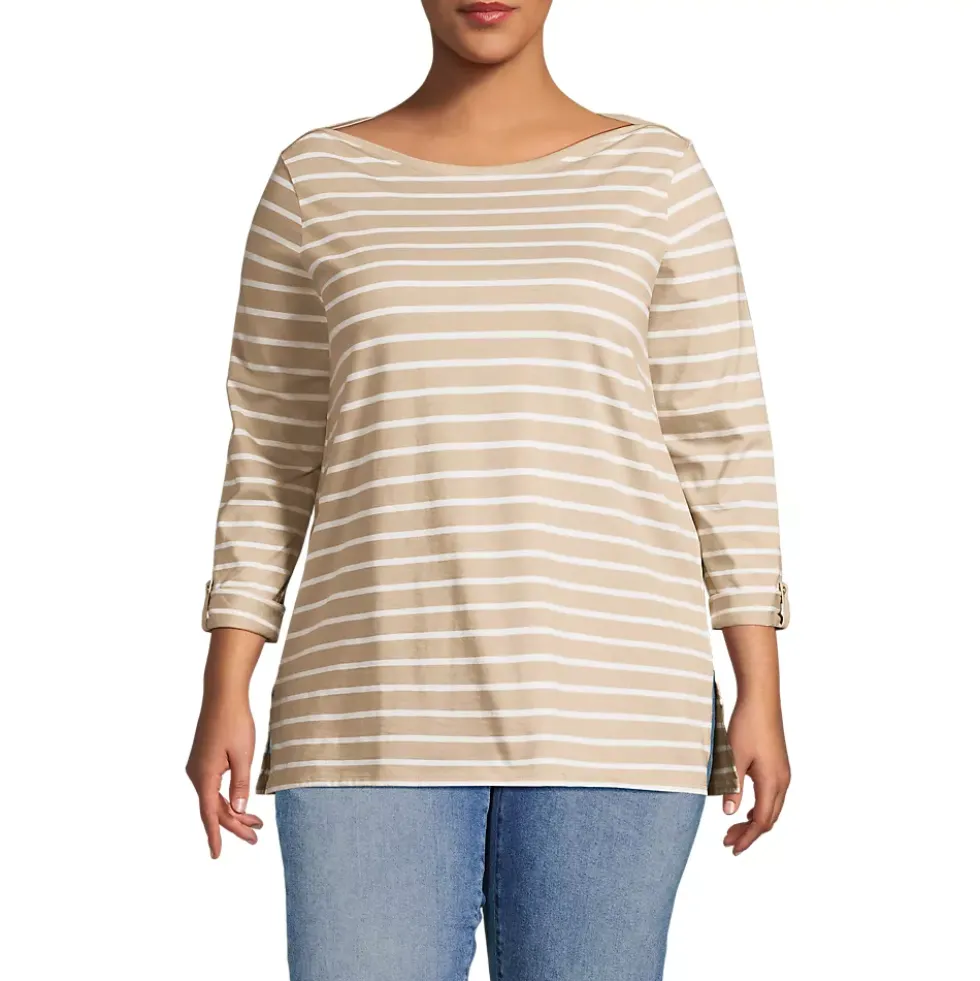 Women's Supima Cotton Adjustable 3/4 Sleeve Boatneck Tunic
