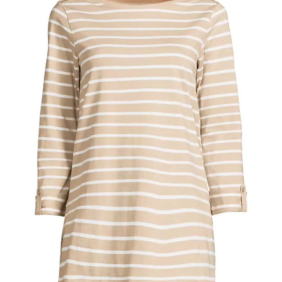 Women's Supima Cotton Adjustable 3/4 Sleeve Boatneck Tunic