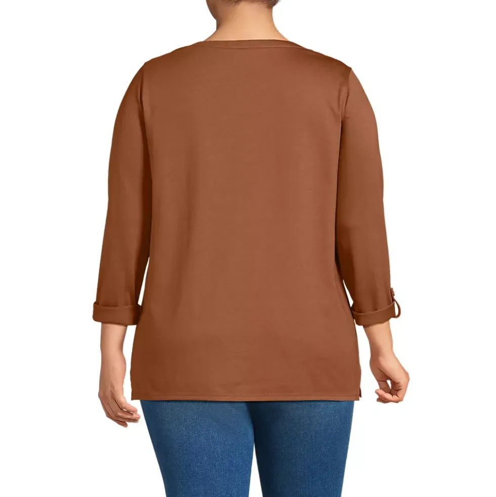 Women's Supima Cotton Adjustable 3/4 Sleeve Boatneck Tunic