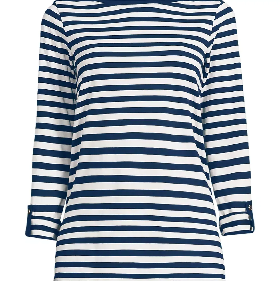 Women's Supima Cotton Adjustable 3/4 Sleeve Boatneck Tunic