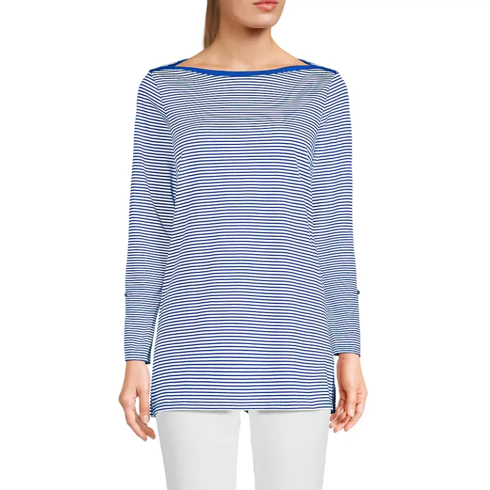 Women's Supima Cotton Adjustable 3/4 Sleeve Boatneck Tunic