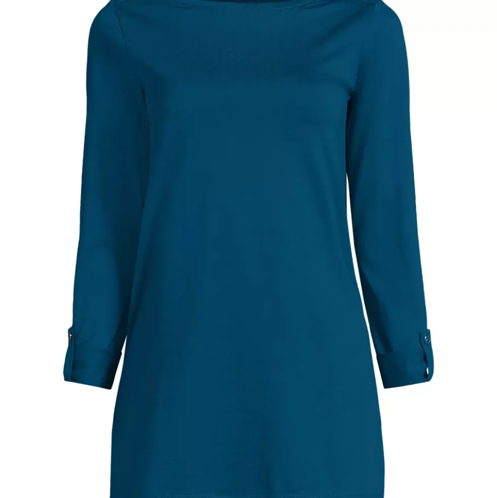 Women's Supima Cotton Adjustable 3/4 Sleeve Boatneck Tunic