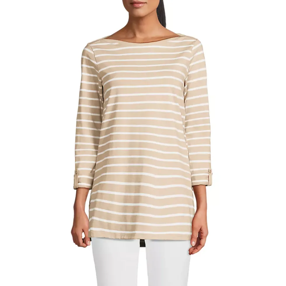 Women's Supima Cotton Adjustable 3/4 Sleeve Boatneck Tunic