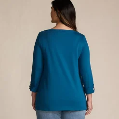 Women's Supima Cotton Adjustable 3/4 Sleeve Boatneck Tunic