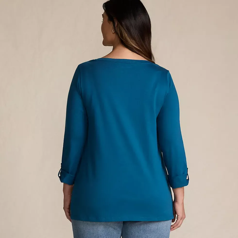 Women's Supima Cotton Adjustable 3/4 Sleeve Boatneck Tunic
