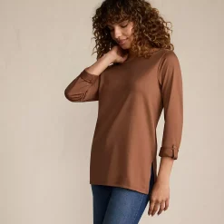 Women's Supima Cotton Adjustable 3/4 Sleeve Boatneck Tunic