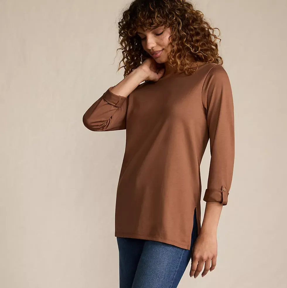 Women's Supima Cotton Adjustable 3/4 Sleeve Boatneck Tunic