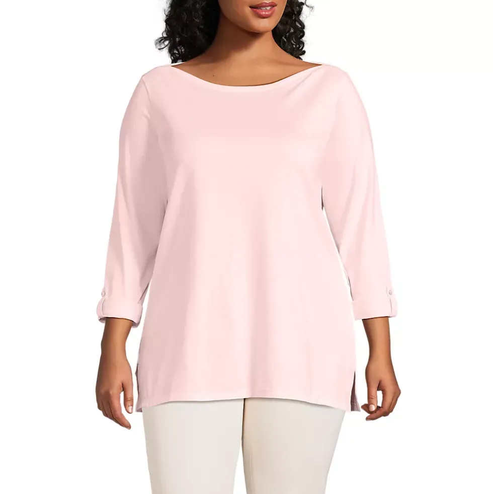 Women's Supima Cotton Adjustable 3/4 Sleeve Boatneck Tunic