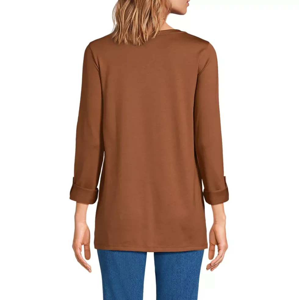 Women's Supima Cotton Adjustable 3/4 Sleeve Boatneck Tunic