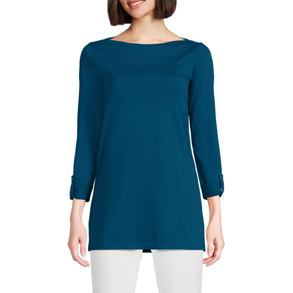 Women's Supima Cotton Adjustable 3/4 Sleeve Boatneck Tunic