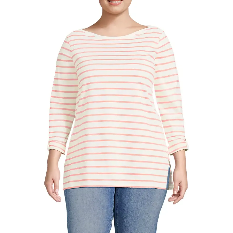 Women's Supima Cotton Adjustable 3/4 Sleeve Boatneck Tunic