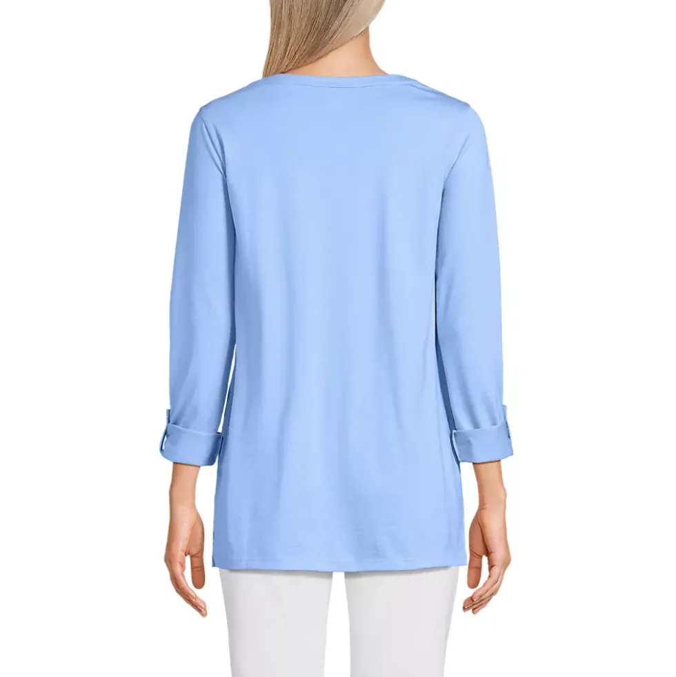 Women's Supima Cotton Adjustable 3/4 Sleeve Boatneck Tunic