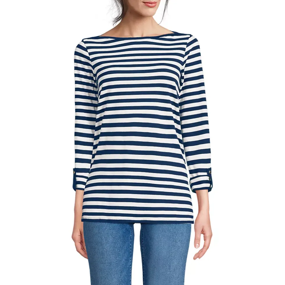 Women's Supima Cotton Adjustable 3/4 Sleeve Boatneck Tunic