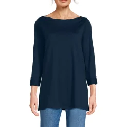 Women's Supima Cotton Adjustable 3/4 Sleeve Boatneck Tunic