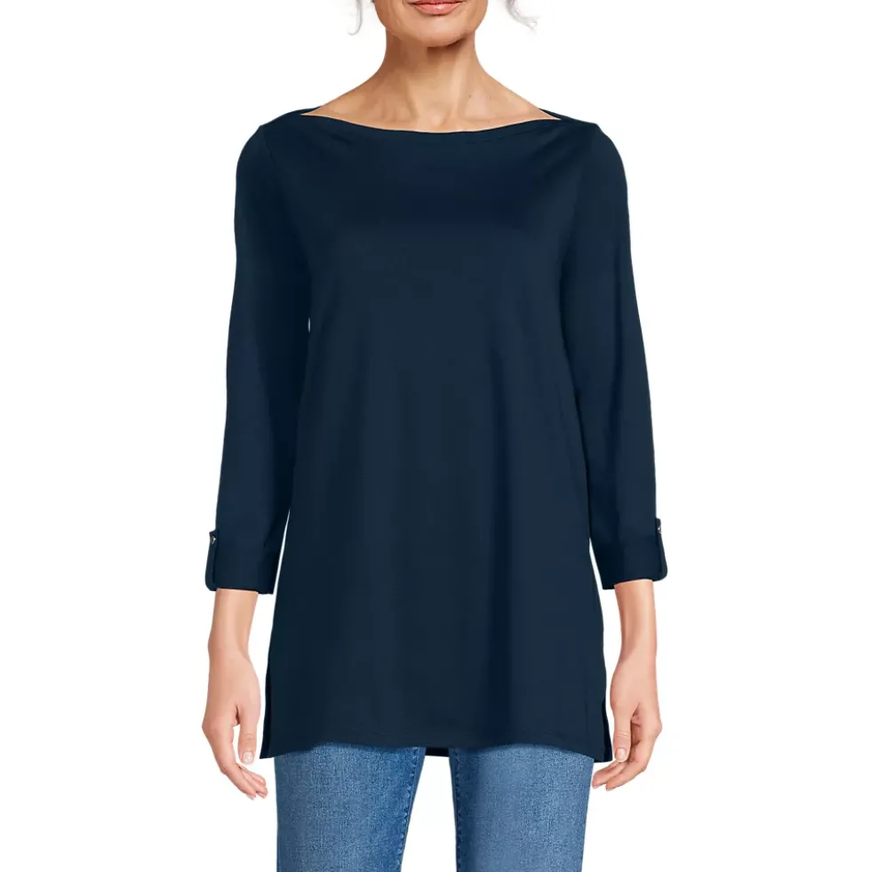 Women's Supima Cotton Adjustable 3/4 Sleeve Boatneck Tunic