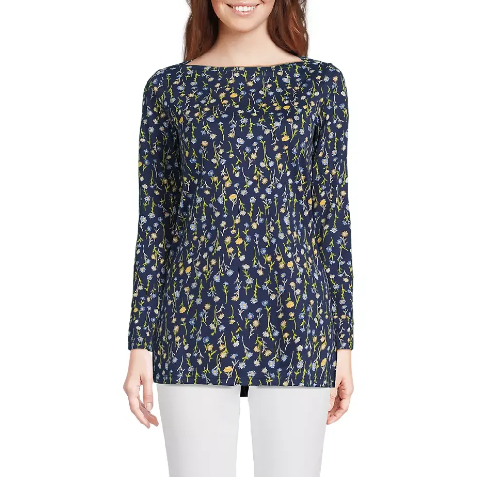 Women's Supima Cotton Adjustable 3/4 Sleeve Boatneck Tunic