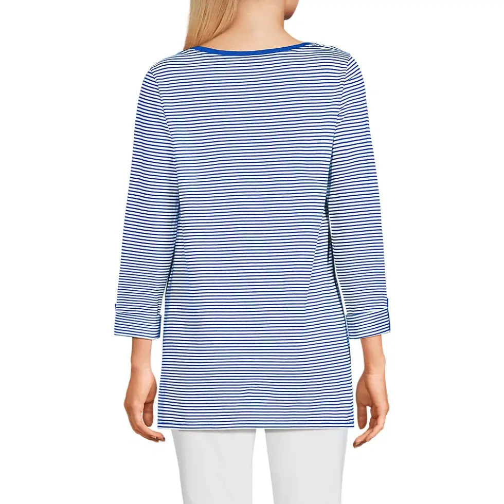 Women's Supima Cotton Adjustable 3/4 Sleeve Boatneck Tunic