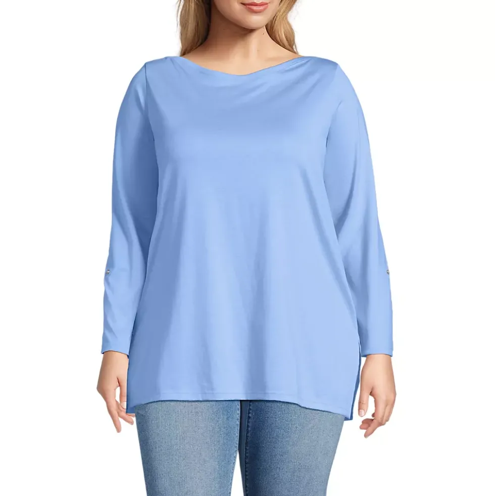 Women's Supima Cotton Adjustable 3/4 Sleeve Boatneck Tunic