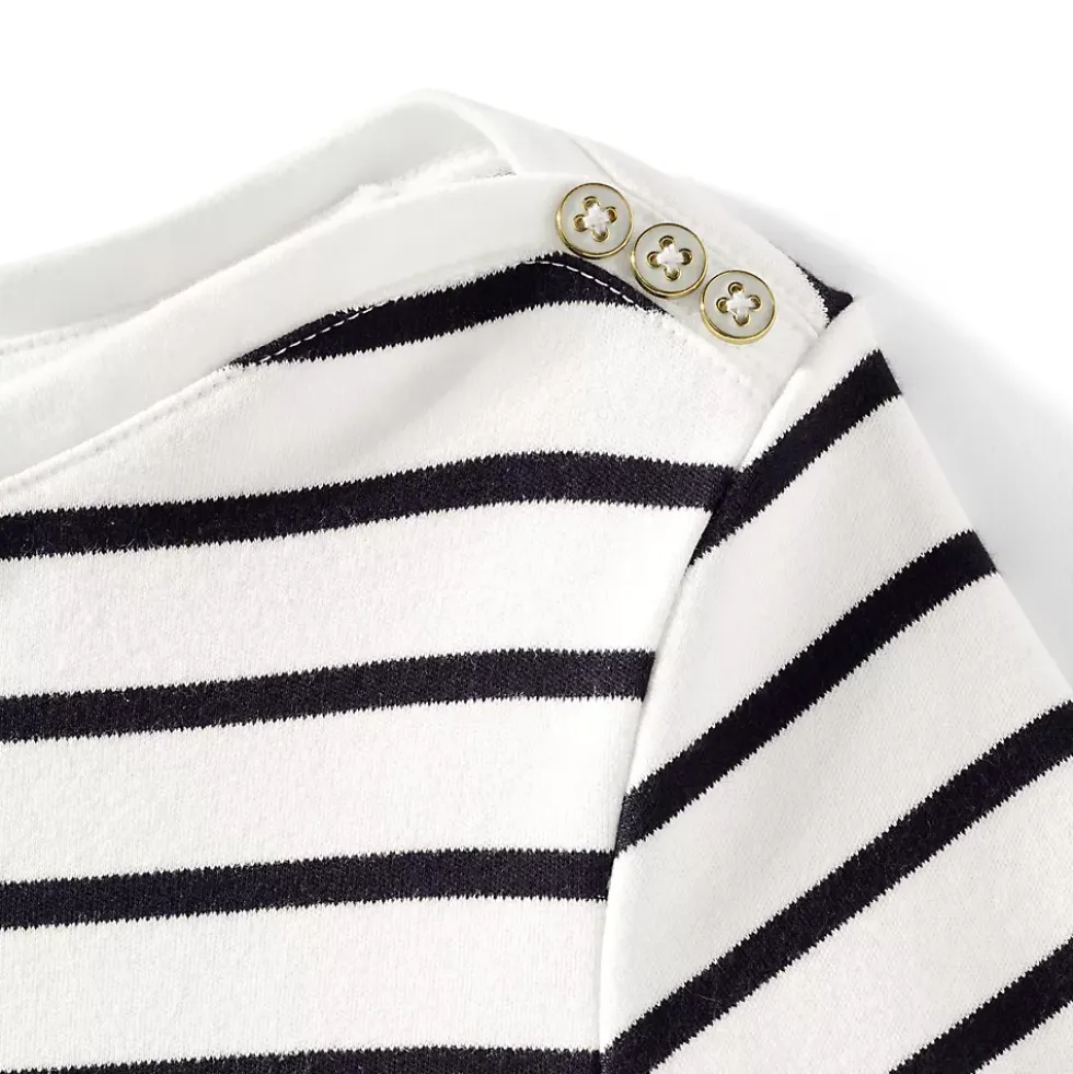 Women's Supima Cotton Elbow Sleeve Boatneck Button Shoulder Tee