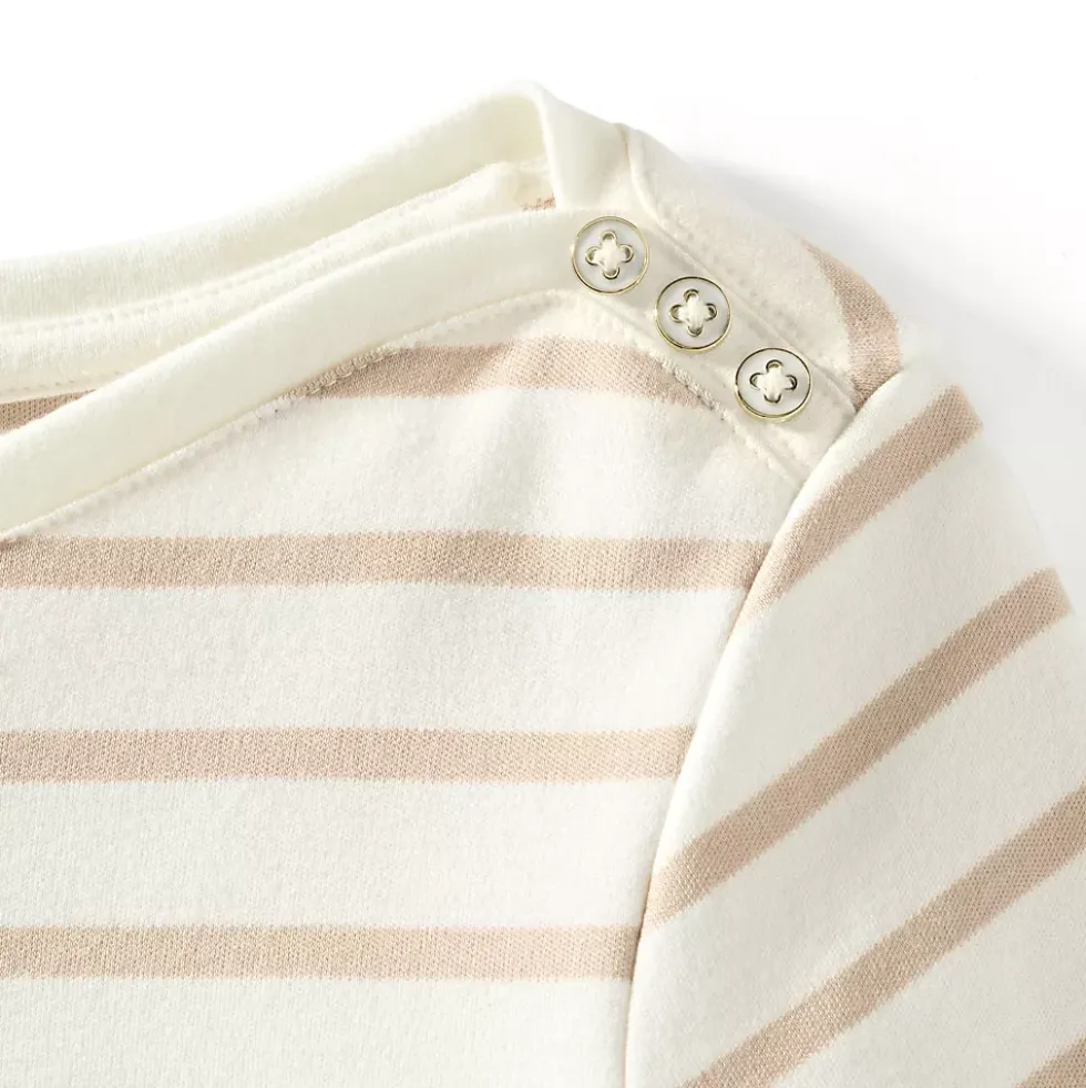 Women's Supima Cotton Elbow Sleeve Boatneck Button Shoulder Tee