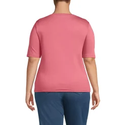 Women's Supima Cotton Elbow Sleeve Boatneck Button Shoulder Tee
