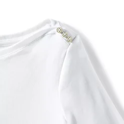 Women's Supima Cotton Elbow Sleeve Boatneck Button Shoulder Tee
