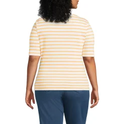 Women's Supima Cotton Elbow Sleeve Boatneck Button Shoulder Tee