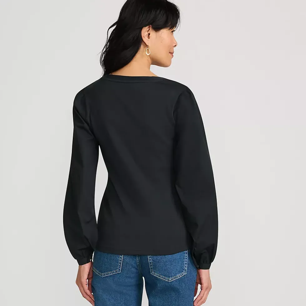 Women's Supima Interlock Scoop Neck Blouson Sleeve Top