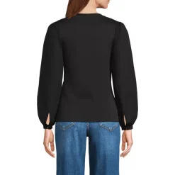 Women's Supima Interlock Scoop Neck Blouson Sleeve Top