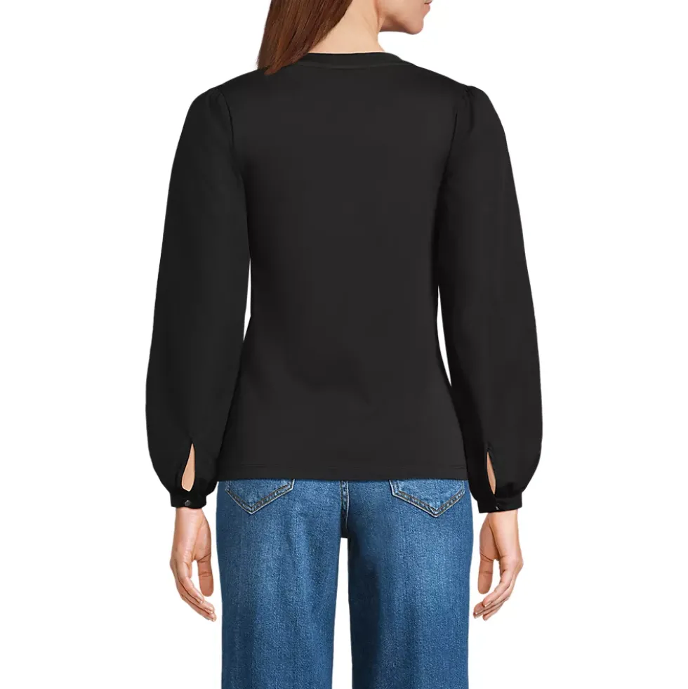 Women's Supima Interlock Scoop Neck Blouson Sleeve Top