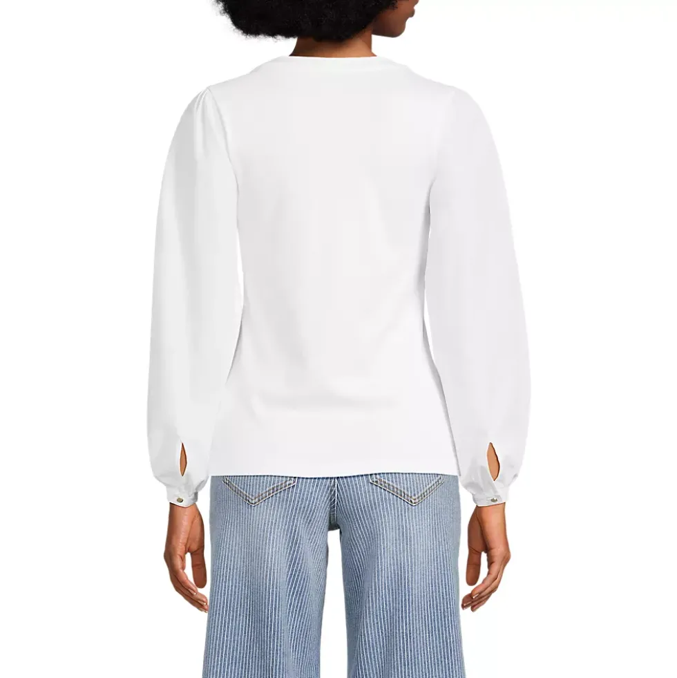 Women's Supima Interlock Scoop Neck Blouson Sleeve Top