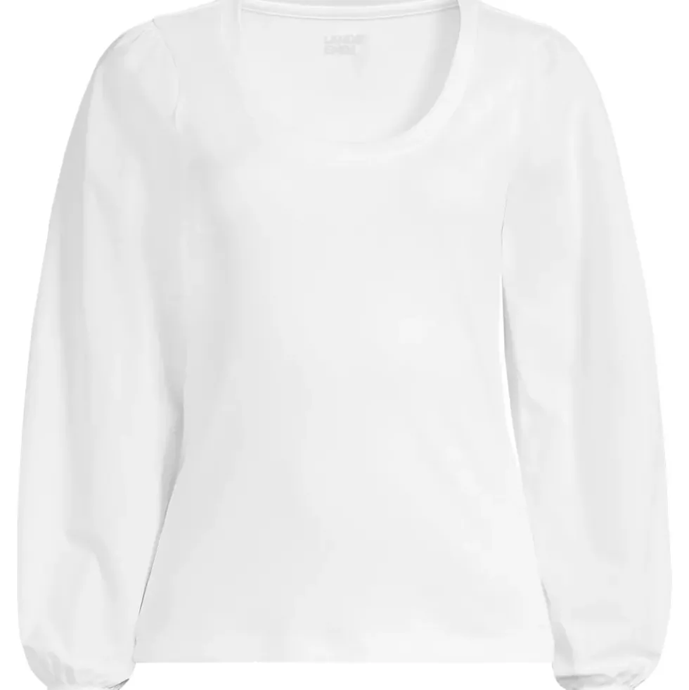 Women's Supima Interlock Scoop Neck Blouson Sleeve Top