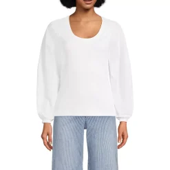 Women's Supima Interlock Scoop Neck Blouson Sleeve Top